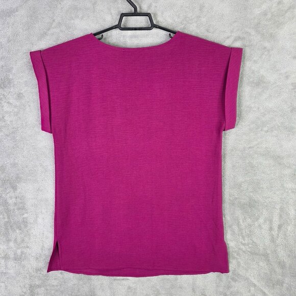 Womens Olivia & Martin Pink Top Cap Sleeve 100% Polyester Front Pocket Size M - Picture 4 of 7